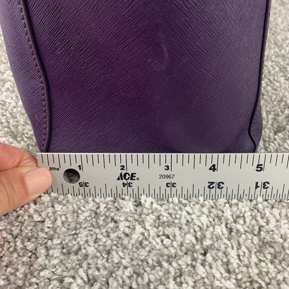 Tory Burch Leather York Buckle Tote Women's Purple Luxury Gold Tone Hardware - Picture 8 of 11